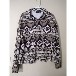 WeSC Aztec Print Button‎ Down Shirt Southwestern Native American Pattern Size L